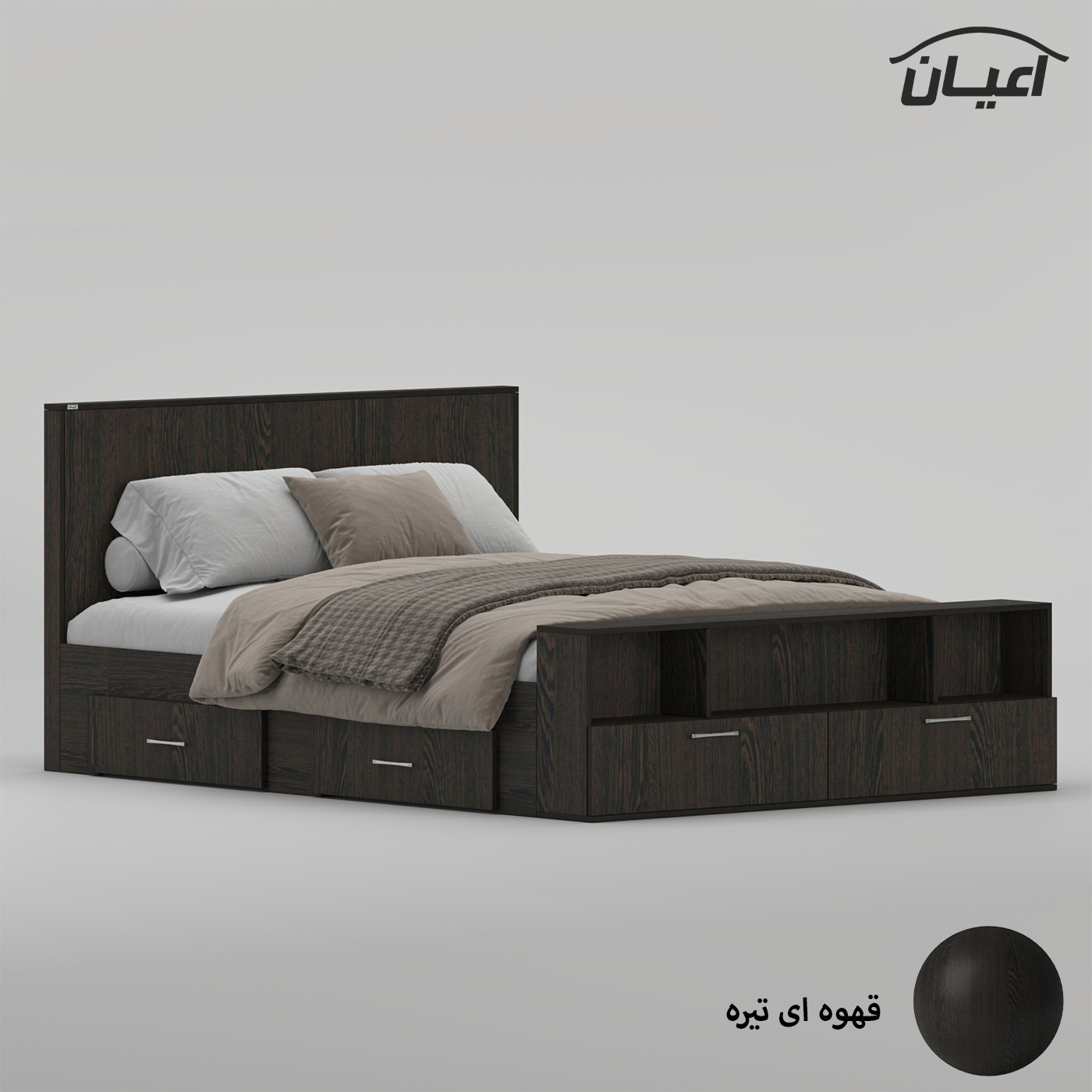 تخت‌خواب ملامینه دو نفره اعیان مدل FH1021 سایز 160 * 200 سانتی‌متر