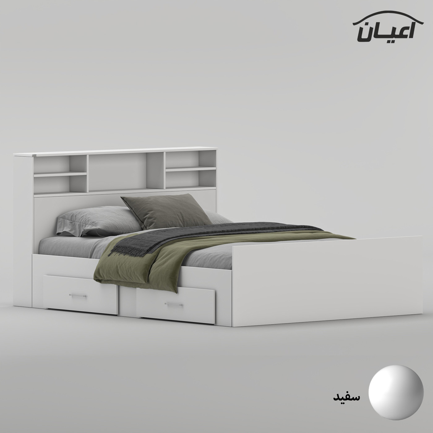 تختخواب ملامینه دو نفره اعیان مدل FH1020 سایز 160 * 200 سانتیمتر