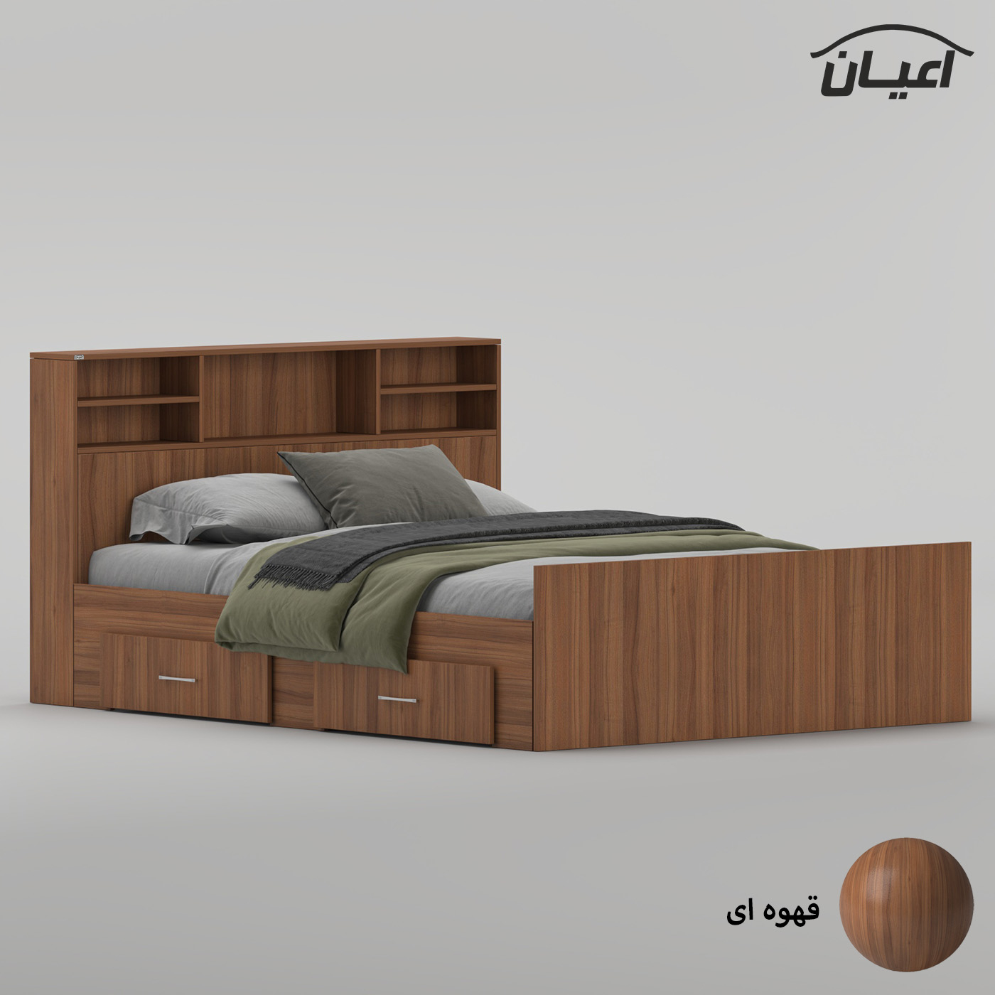 تختخواب ملامینه دو نفره اعیان مدل FH1020 سایز 160 * 200 سانتیمتر