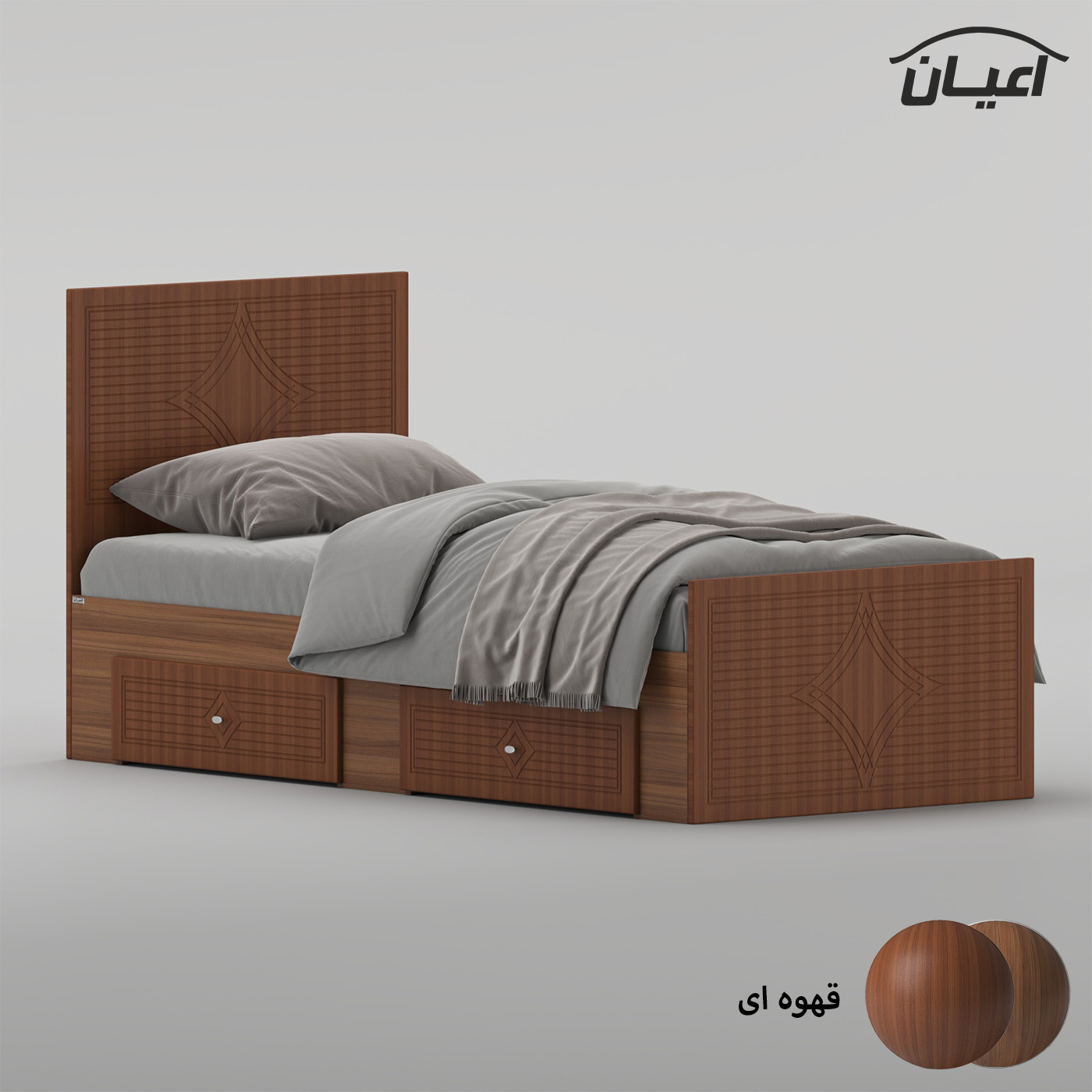 تخت‌خواب ام دی اف یک نفره اعیان مدل FH1027 سایز 90 * 200 سانتی‌متر