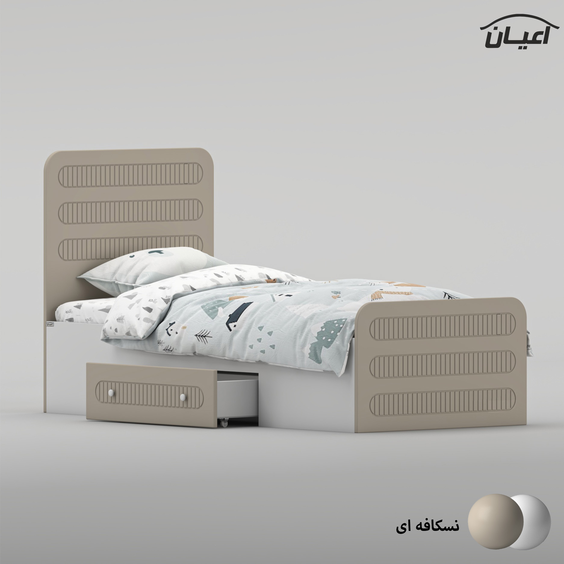 تخت‌خواب ام دی اف یک نفره اعیان مدل FH1041 سایز 80 * 180 سانتی‌متر