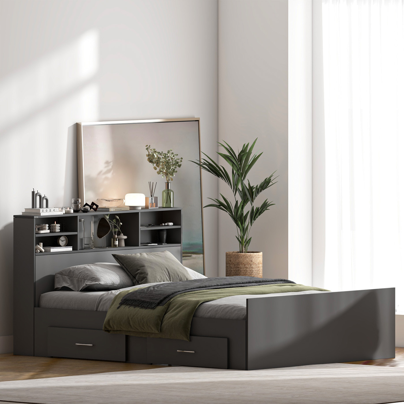 تخت‌خواب ملامینه دو نفره اعیان مدل FH1020 سایز 160 * 200 سانتی‌متر