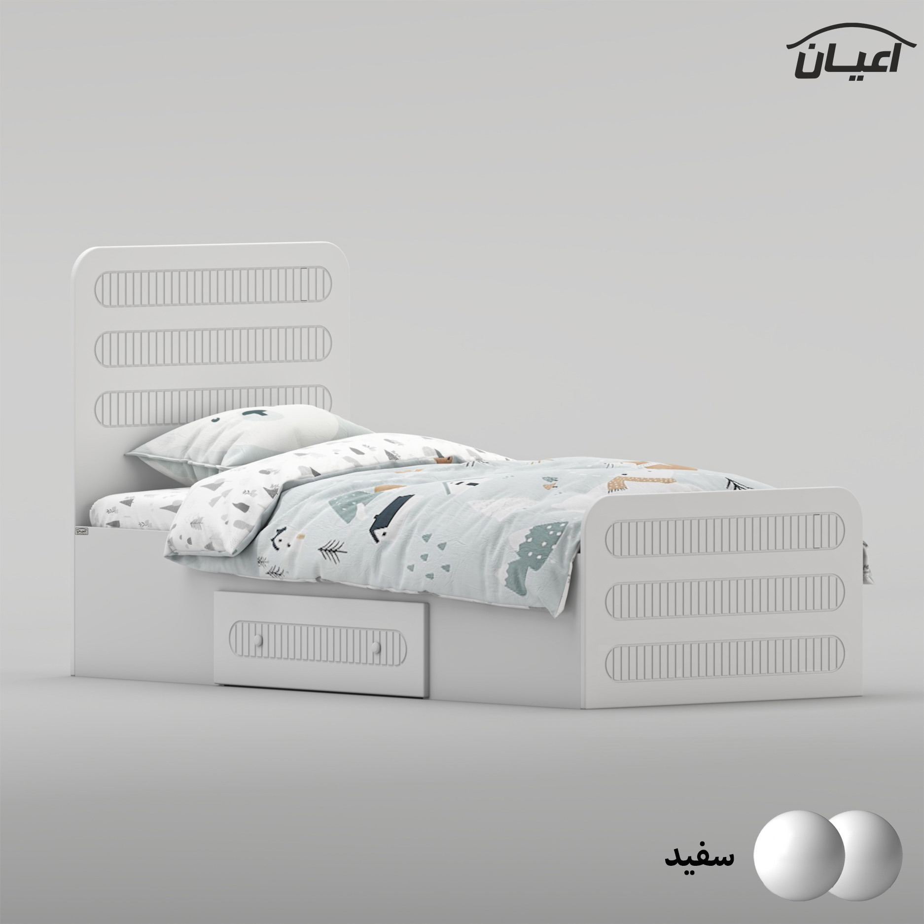 تخت‌خواب ام دی اف یک نفره اعیان مدل FH1041 سایز 80 * 180 سانتی‌متر