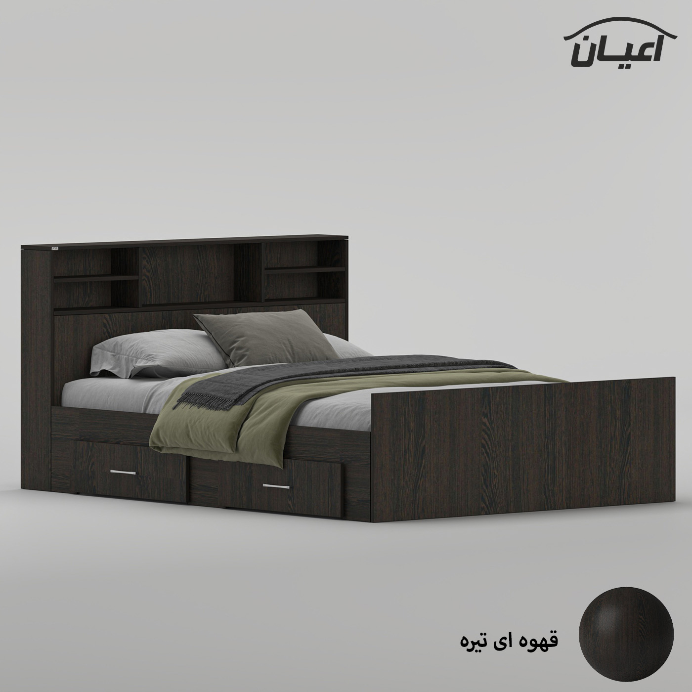 تختخواب ملامینه دو نفره اعیان مدل FH1020 سایز 160 * 200 سانتیمتر