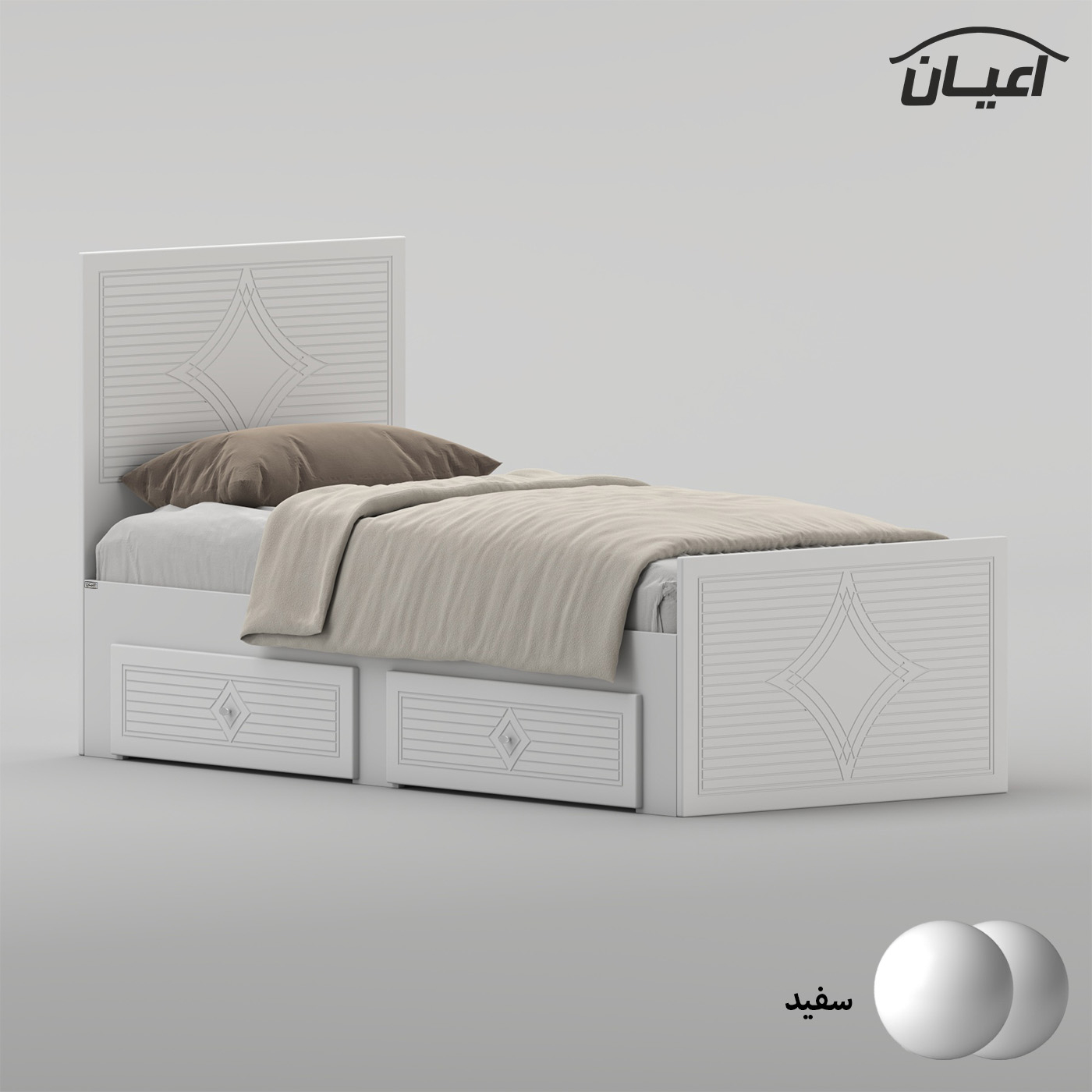 تخت‌خواب ام دی اف یک نفره اعیان مدل FH1026 سایز 80 * 180 سانتی‌متر