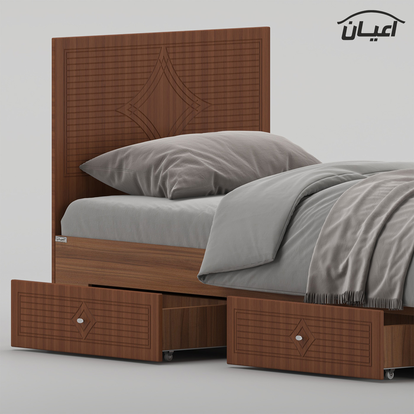 تخت‌خواب ام دی اف یک نفره اعیان مدل FH1027 سایز 90 * 200 سانتی‌متر
