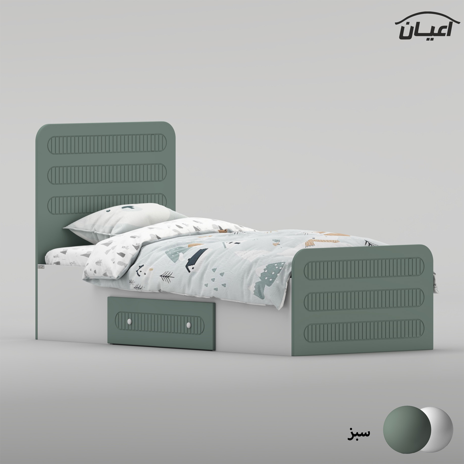 تخت‌خواب ام دی اف یک نفره اعیان مدل FH1041 سایز 80 * 180 سانتی‌متر