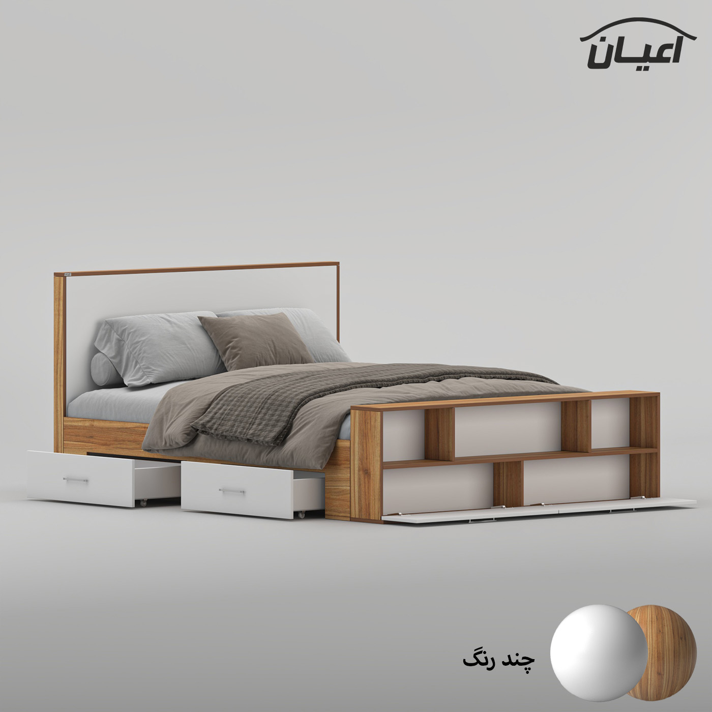 تخت‌خواب ملامینه دو نفره اعیان مدل FH1021 سایز 160 * 200 سانتی‌متر