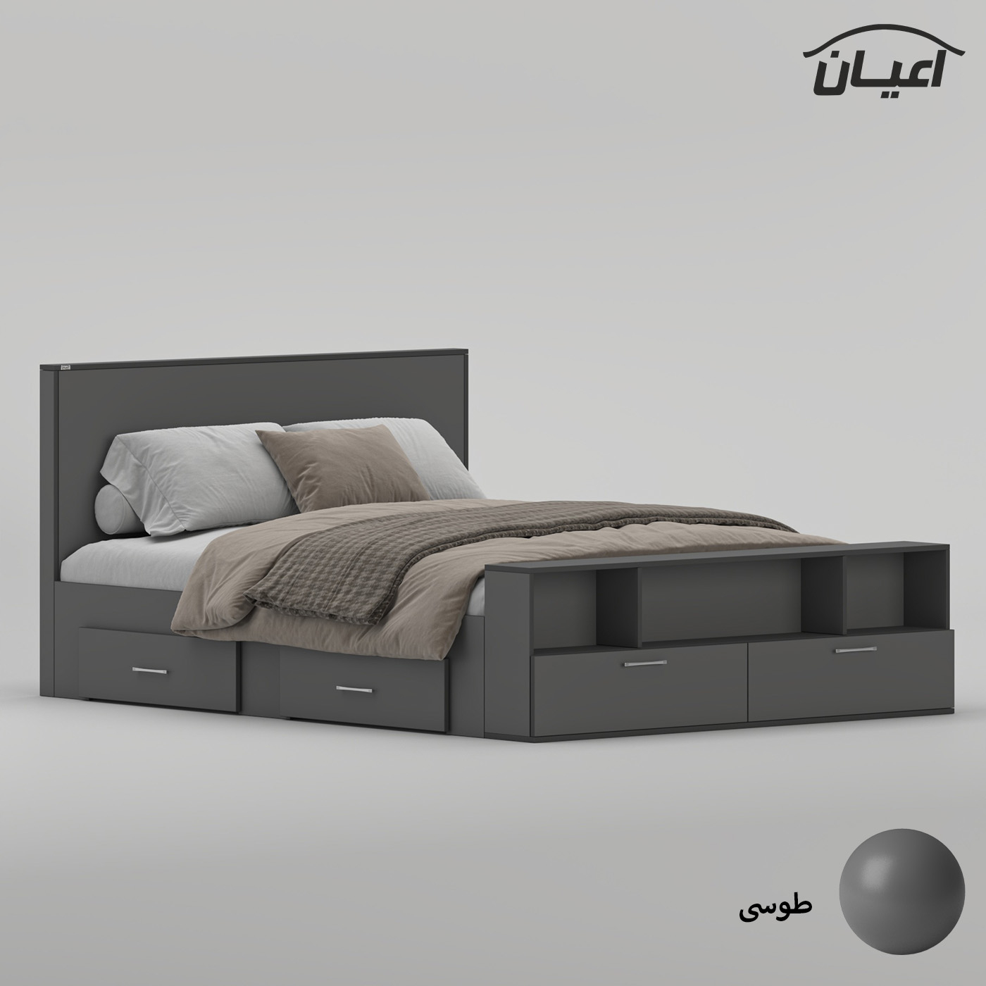 تخت‌خواب ملامینه دو نفره اعیان مدل FH1021 سایز 160 * 200 سانتی‌متر