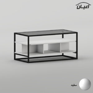 میز جلومبلی مستطیلی با پایه فلزی و صفحه شیشه ای اعیان مدل FH1059